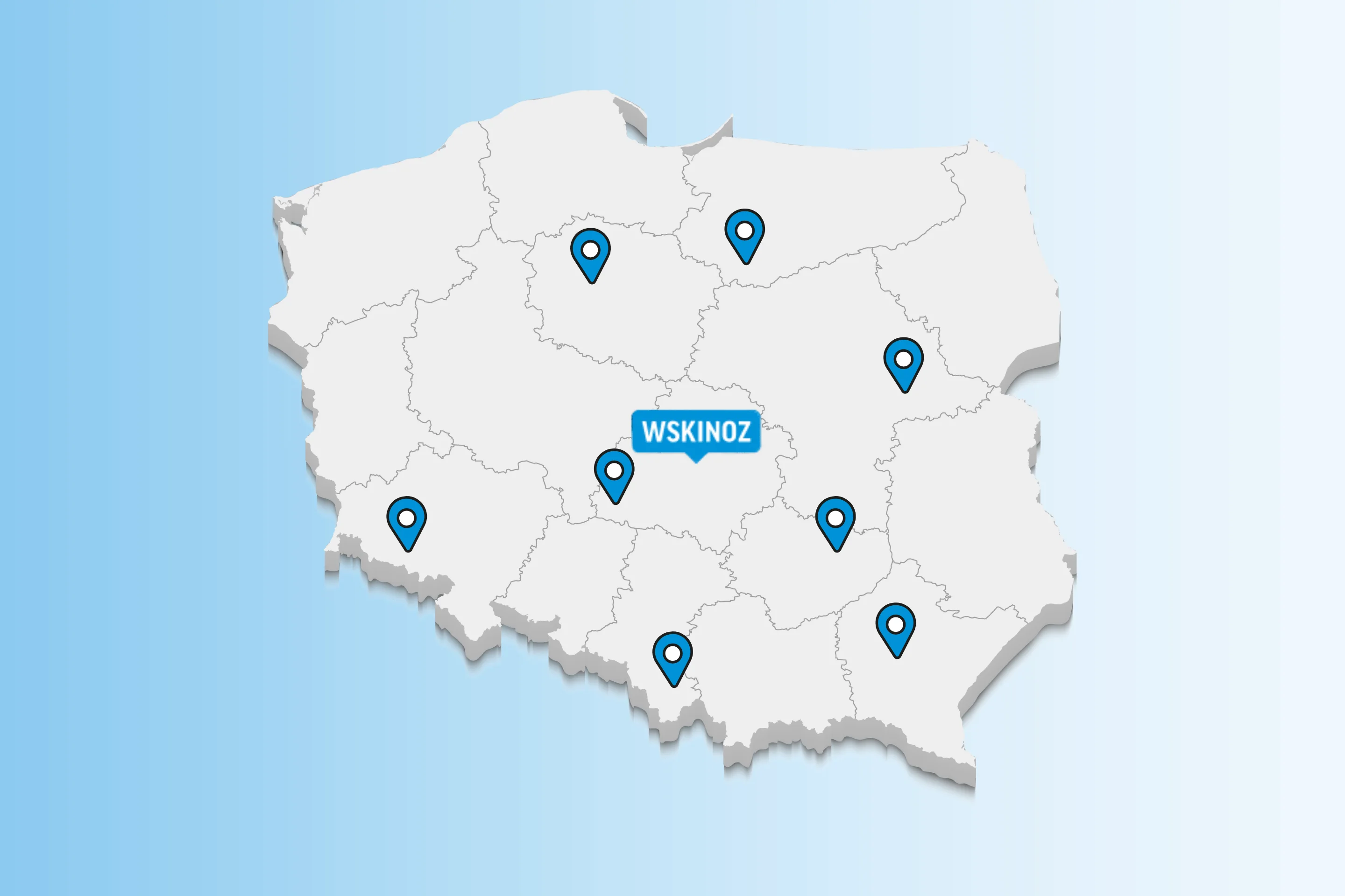 Mapka szkół partnerskich Wyższej Szkoły Kosmetyki i Nauk o Zdrowiu w Łodzi
